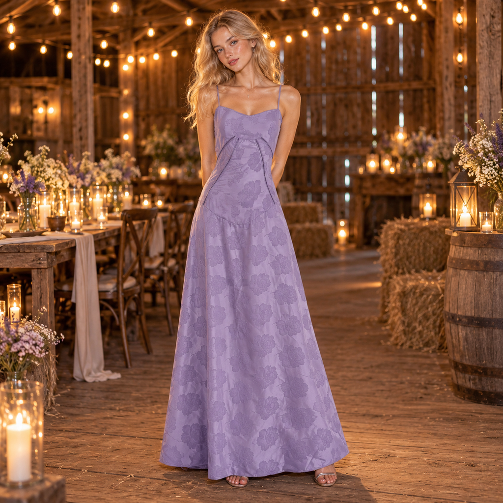 Dreamy Textured Satin Tie Strap Tiered Ruffle Long Party Dress,PDS118703