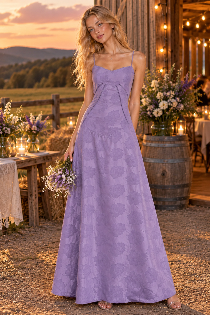 Dreamy Textured Satin Tie Strap Tiered Ruffle Long Party Dress,PDS118703