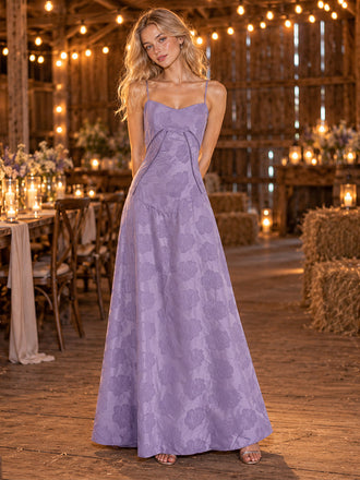 Dreamy Textured Satin Tie Strap Tiered Ruffle Long Party Dress,PDS118703
