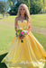 Elegant Yellow V-neck Sleeveless A-line Long Prom Dress,PDS11728