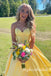 Elegant Yellow V-neck Sleeveless A-line Long Prom Dress,PDS11728