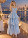 Delicate Embroidered Tulle Spaghetti Strap A-Line Midi Formal Dress,PDS118704