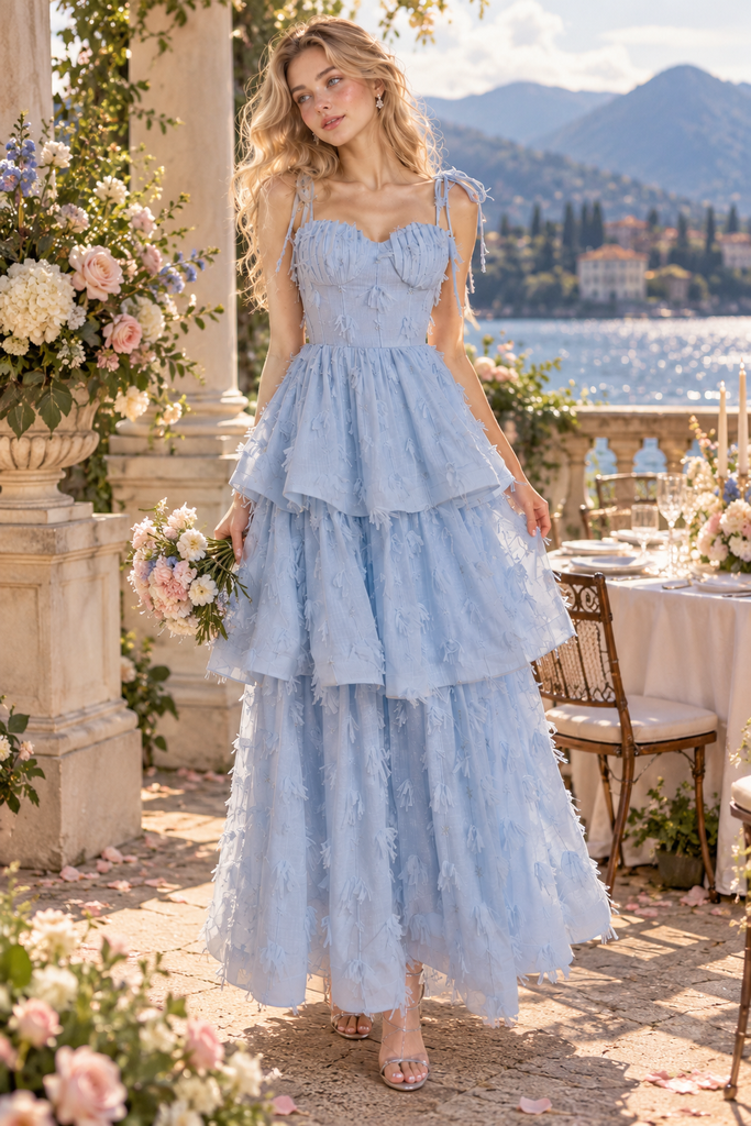 Delicate Embroidered Tulle Spaghetti Strap A-Line Midi Formal Dress,PDS118704