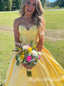 Elegant Yellow V-neck Sleeveless A-line Long Prom Dress,PDS11728