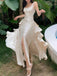 Elegant Square Sleeveless A-line Side slit Long Floor Length Prom Dress,PDS11474