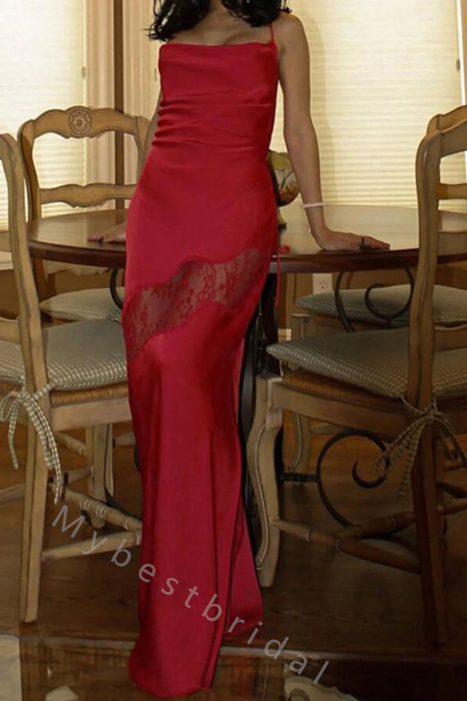 Sexy Jewel Spaghetti Straps Side slit Mermaid Long Prom Dress,PDS11521