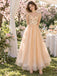 Stunning Floral Appliqué Tulle Strapless Slit Tiered Evening Gown,PDS118705