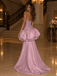 Lovely Dusty Pink Sequin Satin Strapless Puffy Skirt Long Prom Dress,PDS118784