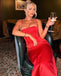 Red Spaghetti Straps Sleeveless Sheath Floor Length Prom Dress,PDS11625