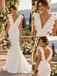 Chic Deep V Ruffle Strap Cutout Waist Chiffon Mermaid Wedding Dress, WD0402