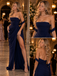 Luxe Strapless Ruched Chiffon Slit Formal Evening Dress,PDS118643