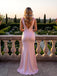 Baby Pink V-neck Bowknot Sleeveless Mermaid Long Prom Party Dress,PDS11830