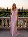 Baby Pink V-neck Bowknot Sleeveless Mermaid Long Prom Party Dress,PDS11830