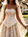 Luxury Strapless Sleeveless Lace A-Line Floor Length Long Wedding Dresses, WD0366