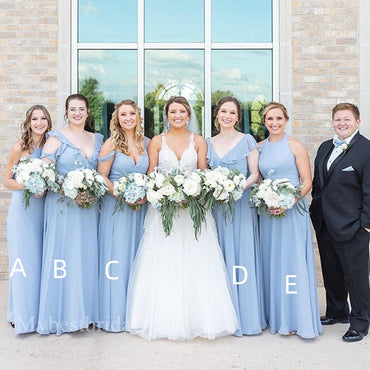 Mismatched V-neck Sleeveless A-line Bridesmaid Dressess, BDS0331