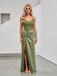 Sexy Sage Lace Top Knot Side Slit Sleeveless Mermaid Long Prom Party Dress,PDS11831