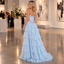Glamour Chiffon V Neck Cap Sleeve Flowy Long Wedding Guest Dress,PDS118706