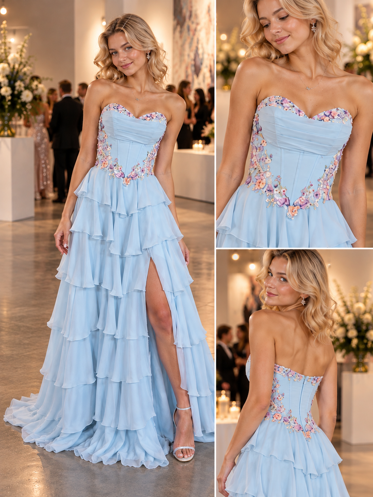 Glamour Chiffon V Neck Cap Sleeve Flowy Long Wedding Guest Dress,PDS118706