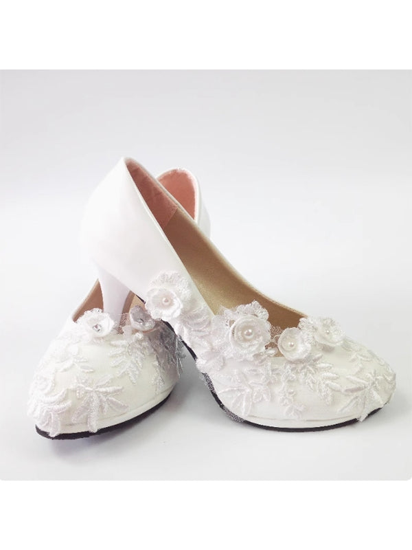 Women's Wedding Shoes Decorative Heel Wedding Heels Bridal Shoes With Beading WS0011