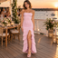 Chic Strapless Ruched Chiffon Mermaid High Low Slit Party Dress,PDS118707