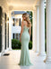Sage Green 3D Floral Spaghetti Straps Mermaid Formal Party Gown,PDS118608