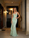 Sage Green 3D Floral Spaghetti Straps Mermaid Formal Party Gown,PDS118608