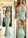 Sage Green 3D Floral Spaghetti Straps Mermaid Formal Party Gown,PDS118608