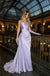 Lavender Satin Strapless Pleated Long Prom Dress With Detachable Train,PDS118609