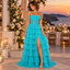 Stunning Strapless Corset Tiered Chiffon Slit Long Evening Gown,PDS118708