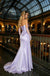 Lavender Satin Strapless Pleated Long Prom Dress With Detachable Train,PDS118609