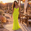 Bright Spaghetti Strap V Neck Ruffled Chiffon Mermaid Prom Dress,PDS118709