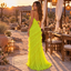 Bright Spaghetti Strap V Neck Ruffled Chiffon Mermaid Prom Dress,PDS118709