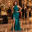 Elegant Halter Sleeveless Satin Twist Front Slit Long Formal Dress,PDS118710