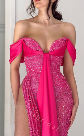 Sexy Sweetheart Sleeveless Side Slit Mermaid Long Prom Dress,PDS11527