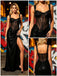 Black Sparkly Mesh Corset Sleeveless High Slit Formal Evening Dress,PDS118613