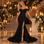 Romantic Off Shoulder 3D Floral Lace Tulle Mermaid Slit Gown,PDS118713