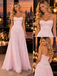 Soft Spaghetti Strap Satin Chiffon Corset A Line Long Party Dress,PDS118714