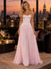 Soft Spaghetti Strap Satin Chiffon Corset A Line Long Party Dress,PDS118714