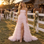 Dreamy Strapless Pleated Tulle Tiered Slit Long Bridesmaid Dress,PDS118715