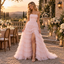 Dreamy Strapless Pleated Tulle Tiered Slit Long Bridesmaid Dress,PDS118715