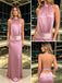 Mauve Satin Halter Cutout Sleeveless Long Formal Party Dress,PDS118616