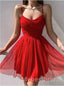 Red Sexy V-neck Sleeveless A-line Short Mini Homecoming Dress,  HDS0164