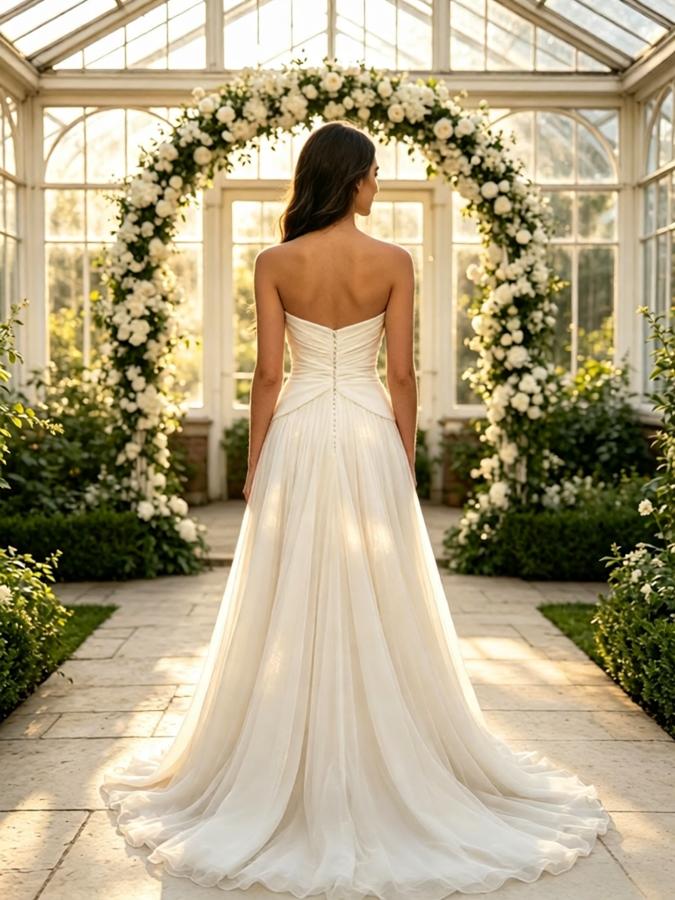 Elegant Sweetheart Pleats Sleeveless Chiffon A-Line Floor Length Wedding Dresses, WD0385