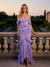 Lilac Off Shoulder Ruffles High-Low Chiffon Mermaid Long Prom Party Dress,PDS11832