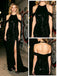 Black Satin Halter Off Shoulder Slit A-Line Long Evening Party Dress,PDS118618
