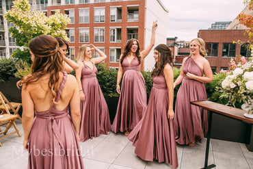 Mismatched Elegant V-neck Sleeveless A-line Bridesmaid Dressess, BDS0328