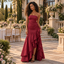Elegant Strapless Chiffon Ruched Ruffled High Slit Mermaid Formal Dress,PDS118718