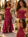 Elegant Strapless Chiffon Ruched Ruffled High Slit Mermaid Formal Dress,PDS118718