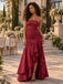 Elegant Strapless Chiffon Ruched Ruffled High Slit Mermaid Formal Dress,PDS118718