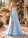 Dreamy Strapless Tulle Tiered Ruffle Slit Long Prom Party Dress,PDS118719
